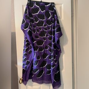 DVF Celeste Embellished Leopard Print Scarf in Purple NEW w/out Tags